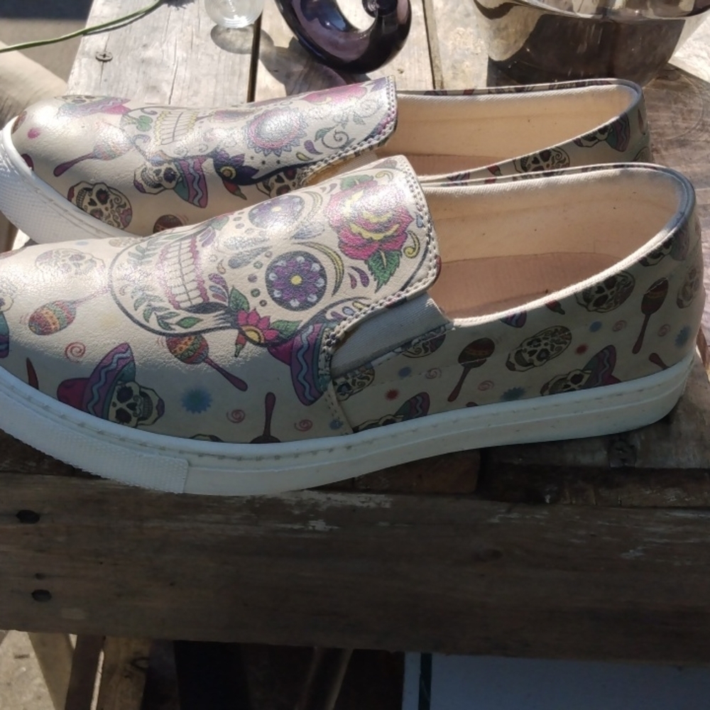 goby Dias de las muetas skull shoes size 7 - Picture 3 of 5